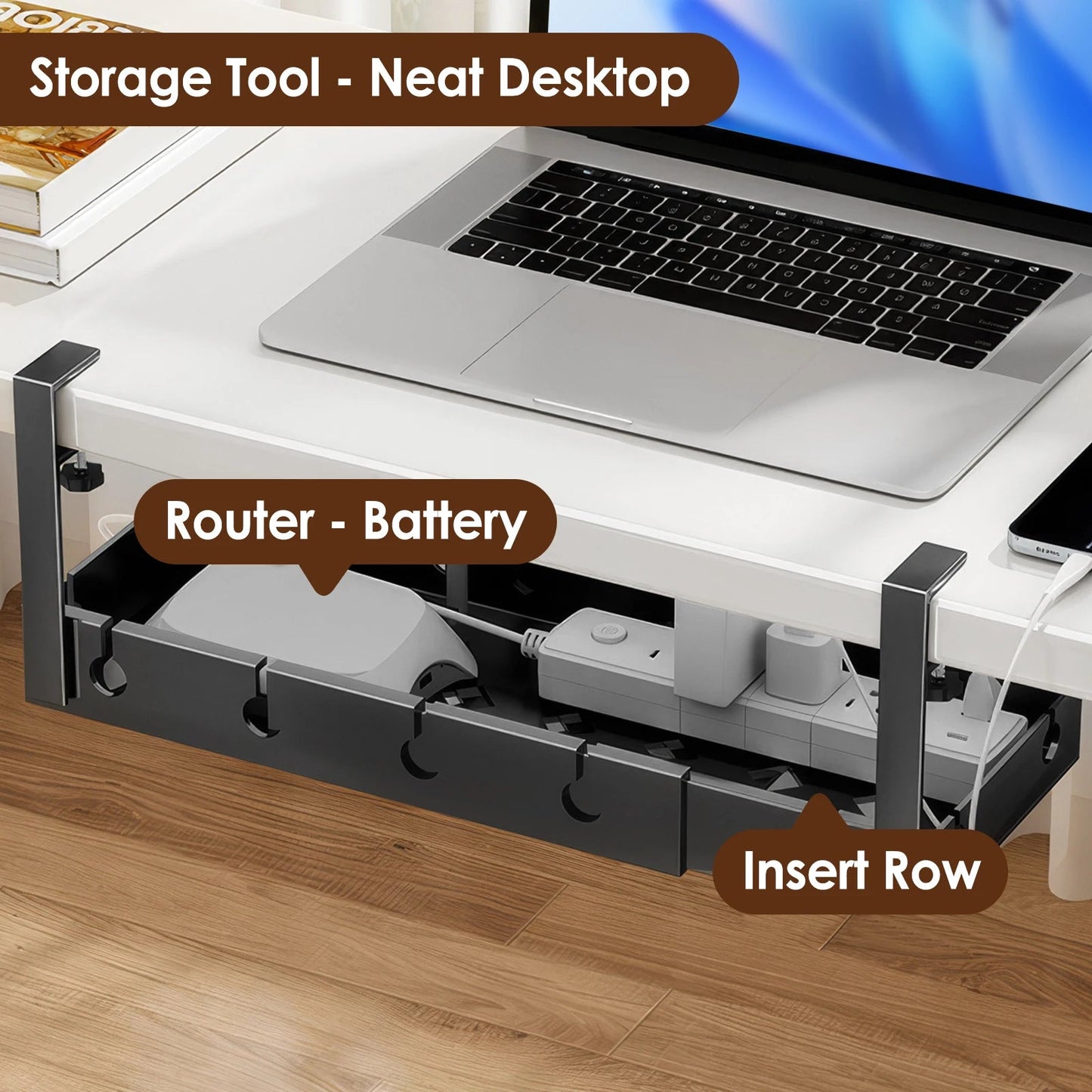 14CM Under Desk Cable Management - ZYVEXO