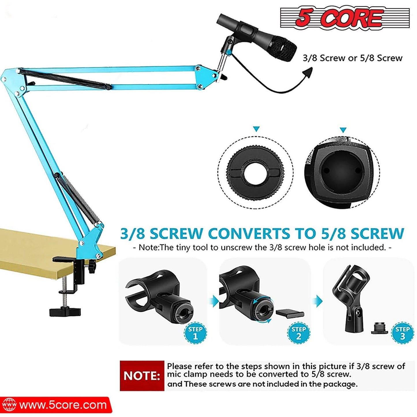 Adjustable microphone boom arm stand for podcast recording