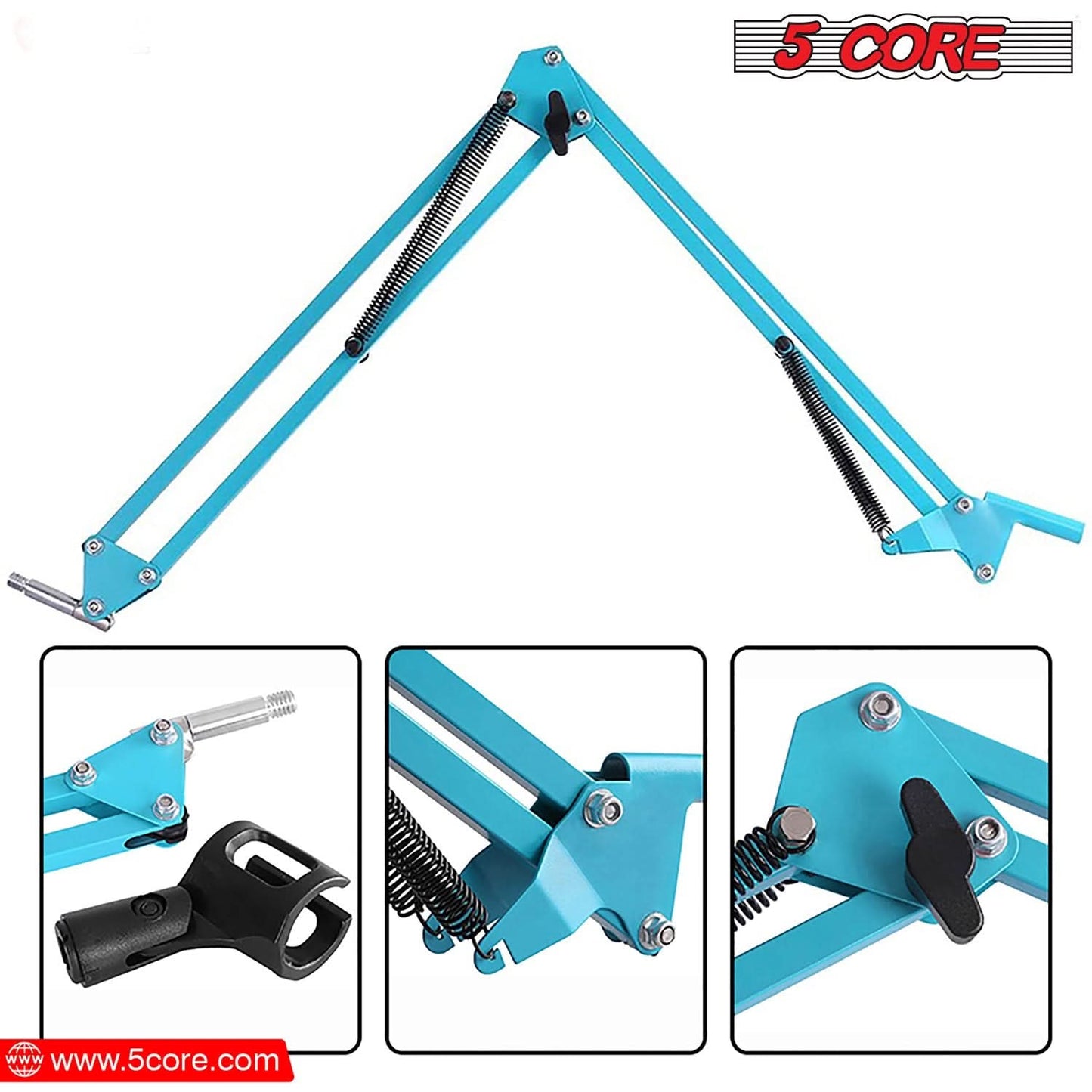 Adjustable microphone boom arm stand for podcast recording