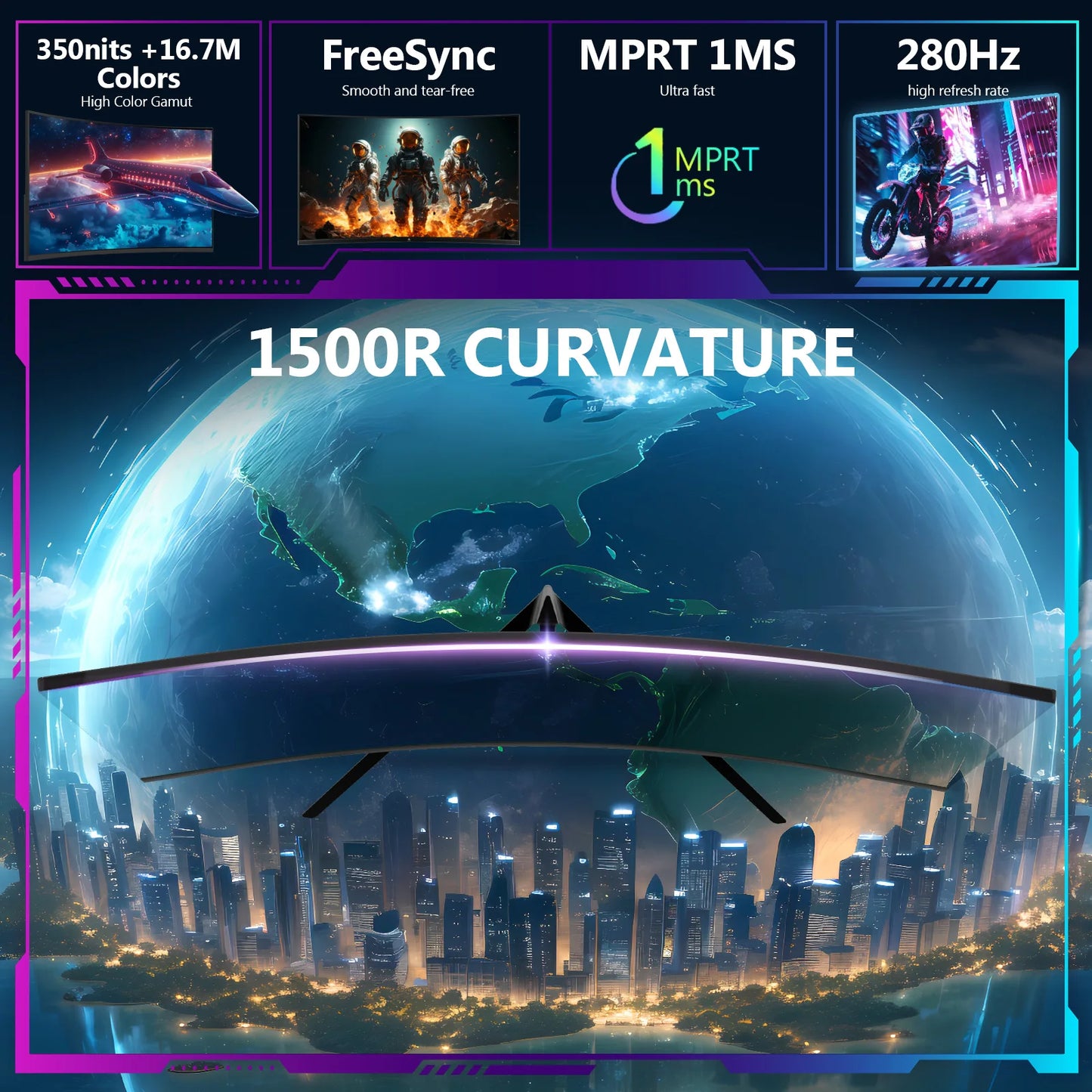 Z-EDGE 27 Inch Curved Gaming Monitor 280Hz