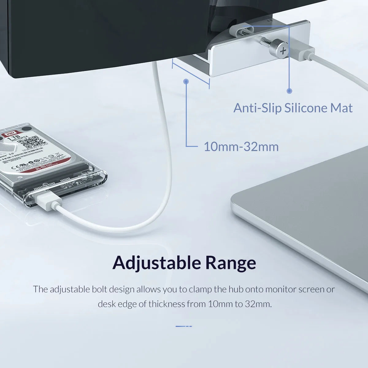 ORICO 4 Ports USB 3.0 Clip HUB with Power Supply