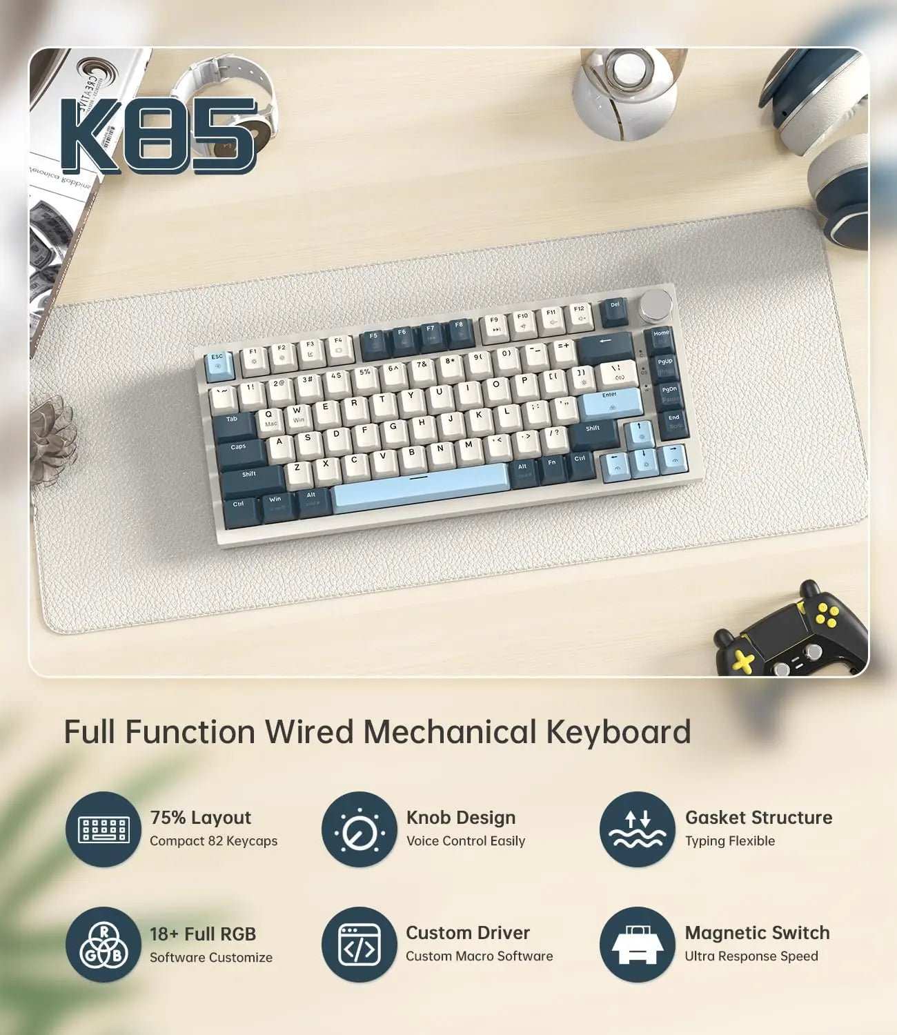 ATTACK SHARK K85 75% Wired Mechanical Keyboard - ZYVEXO