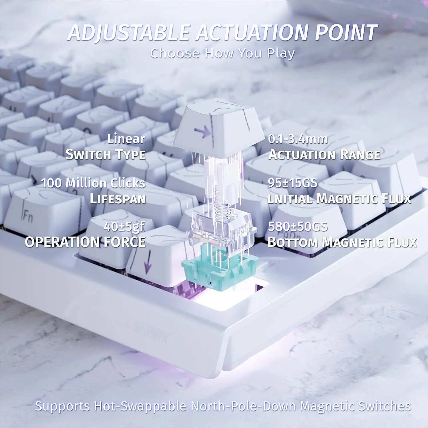 ATTACK SHARK X68  Mechanical Gaming Keyboard 60% with RGB lighting and magnetic switches on a futuristic background.