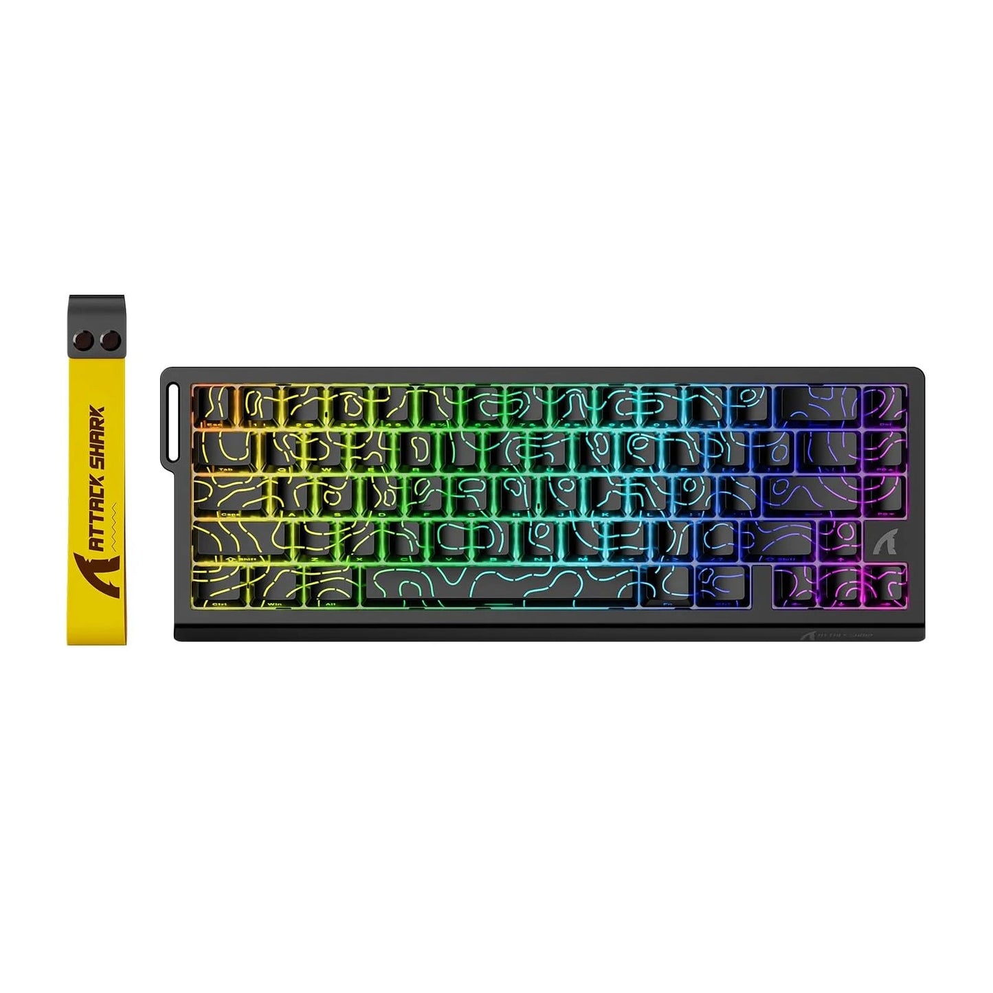ATTACK  SHARK X68  Mechanical Gaming Keyboard 60% with RGB lighting and magnetic switches on a futuristic background.