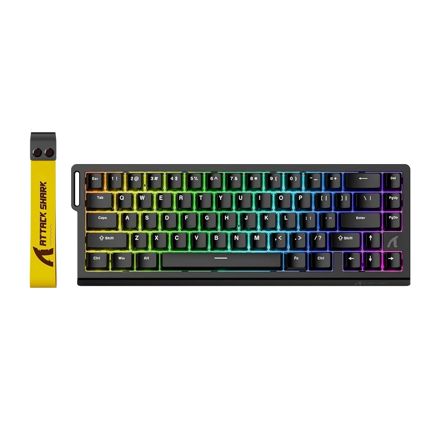 ATTACK  SHARK X68  Mechanical Gaming Keyboard 60% with RGB lighting and magnetic switches on a futuristic background.