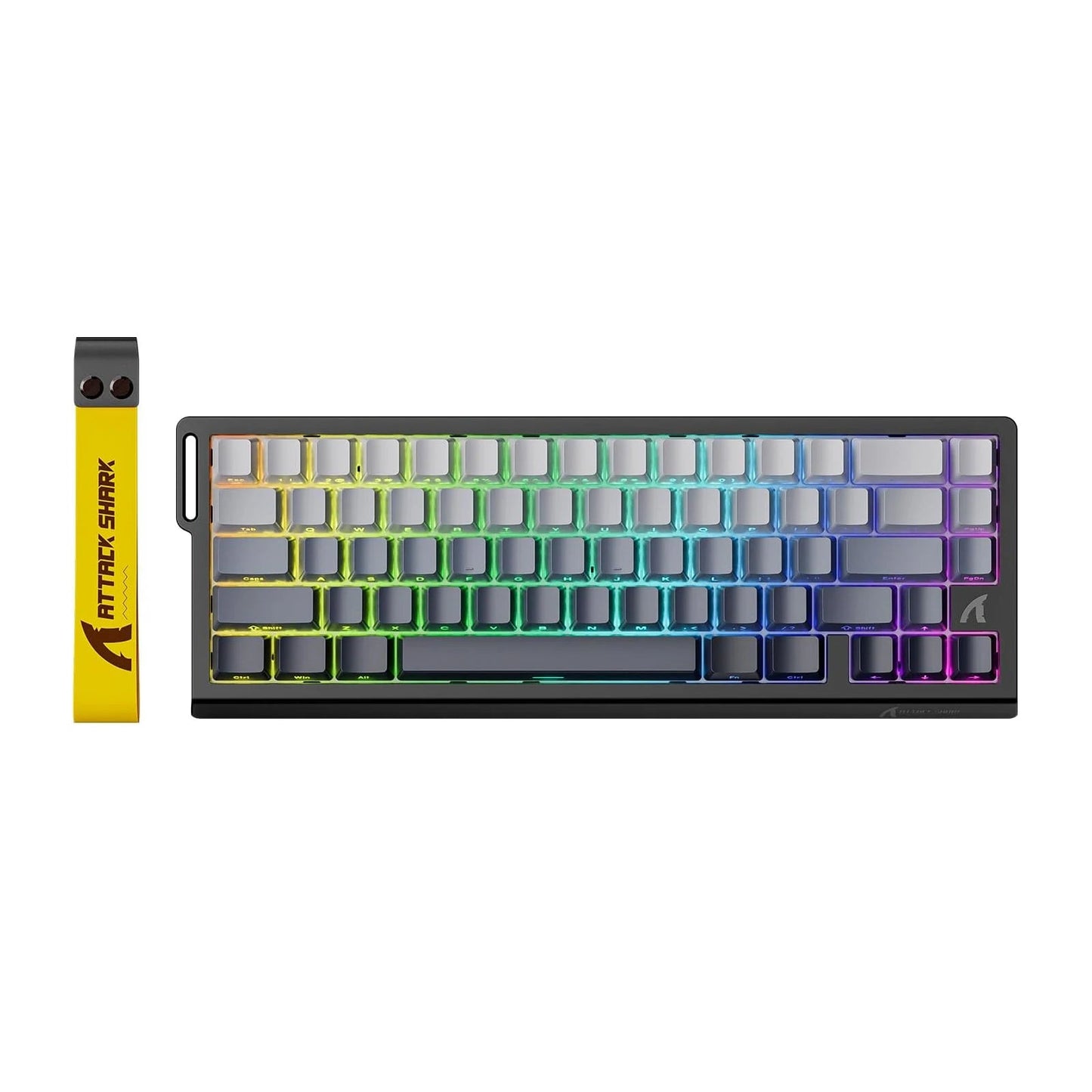 ATTACK  SHARK X68  Mechanical Gaming Keyboard 60% with RGB lighting and magnetic switches on a futuristic background.