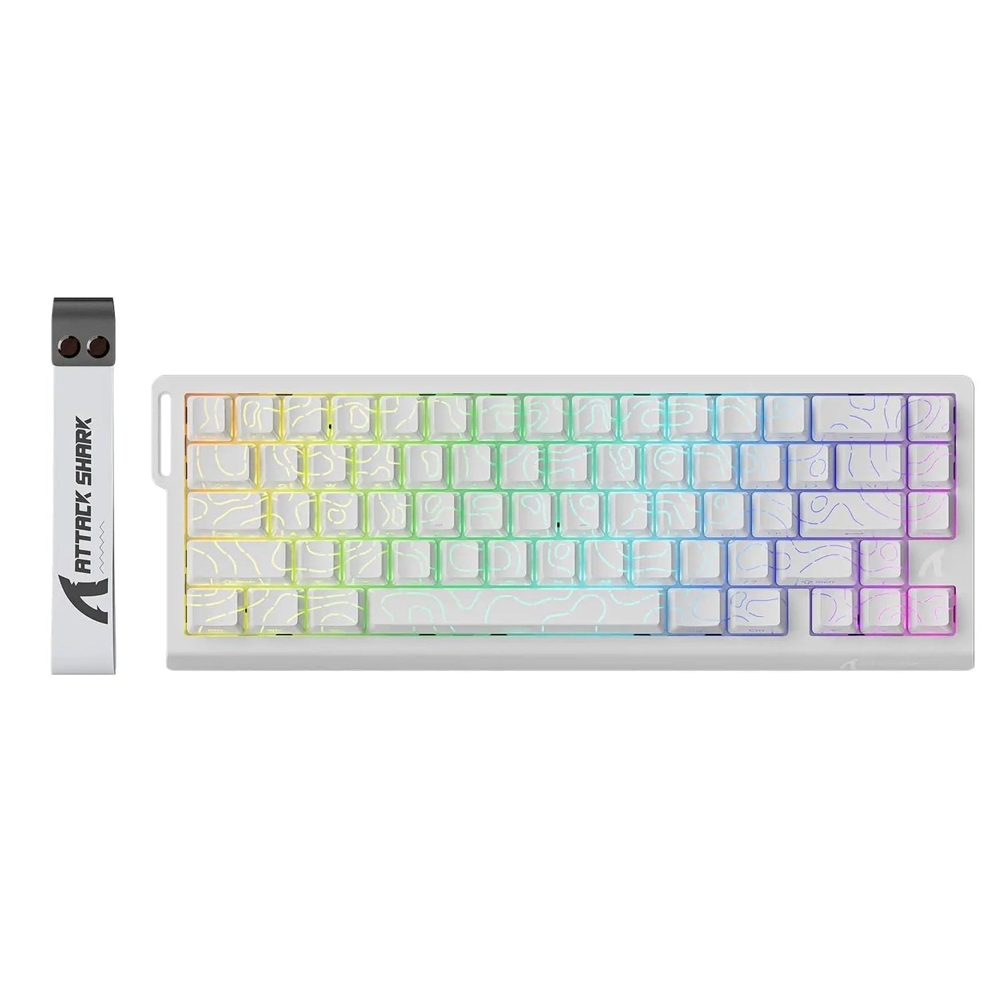 ATTACK  SHARK X68  Mechanical Gaming Keyboard 60% with RGB lighting and magnetic switches on a futuristic background.