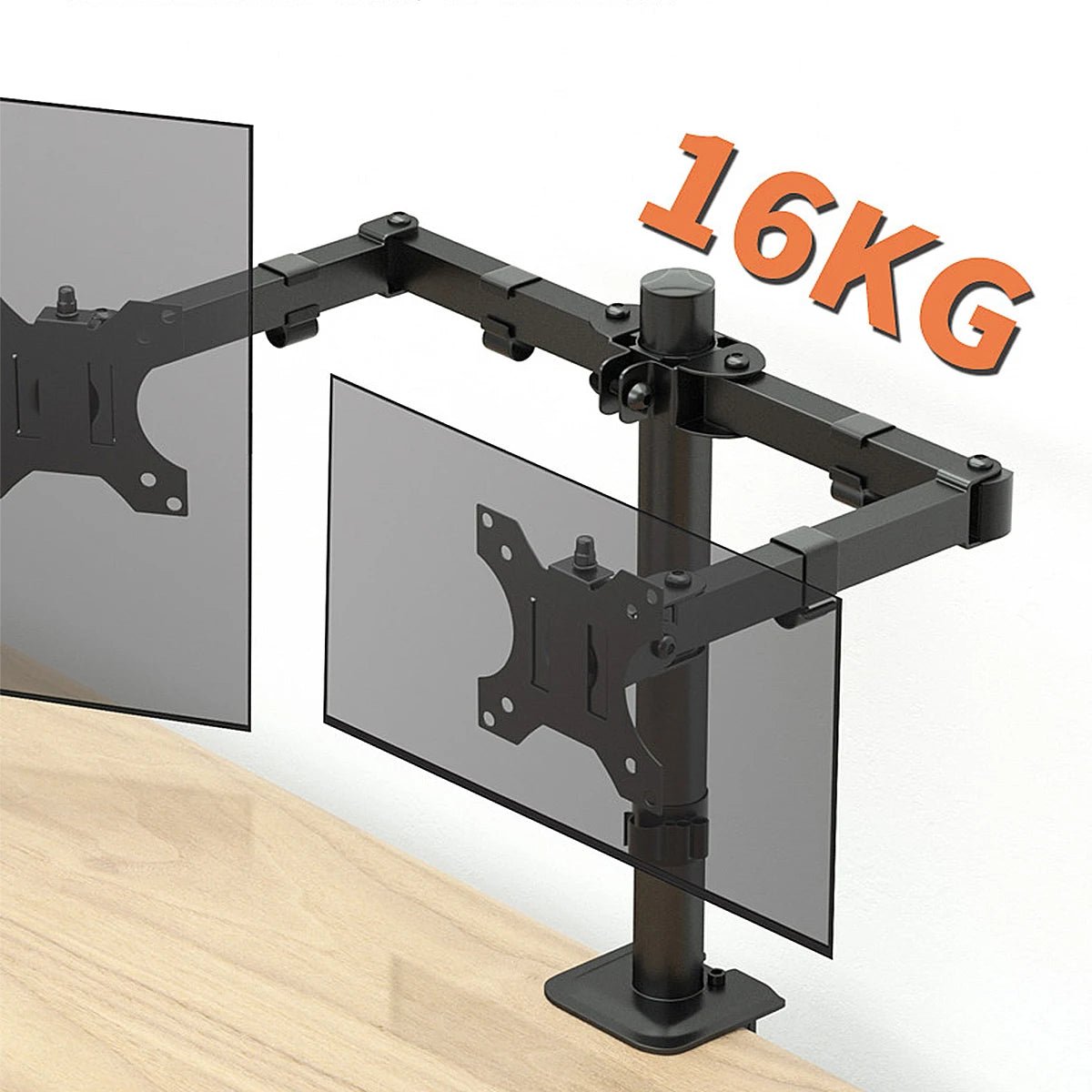 Dual Arm Monitor Bracket 360° Rotary Height Adjustable - ZYVEXO