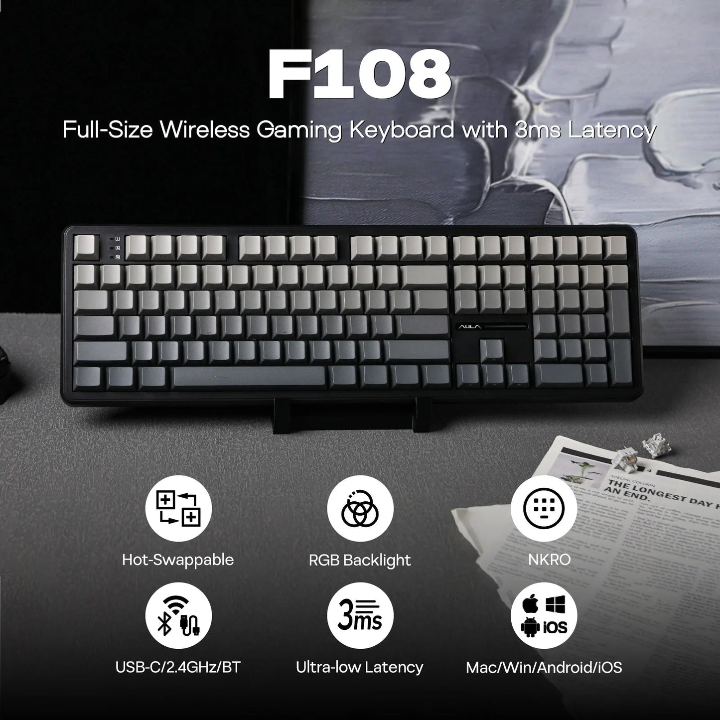 EPOMAKER x AULA F108 100% Wireless Mechanical Keyboard - ZYVEXO