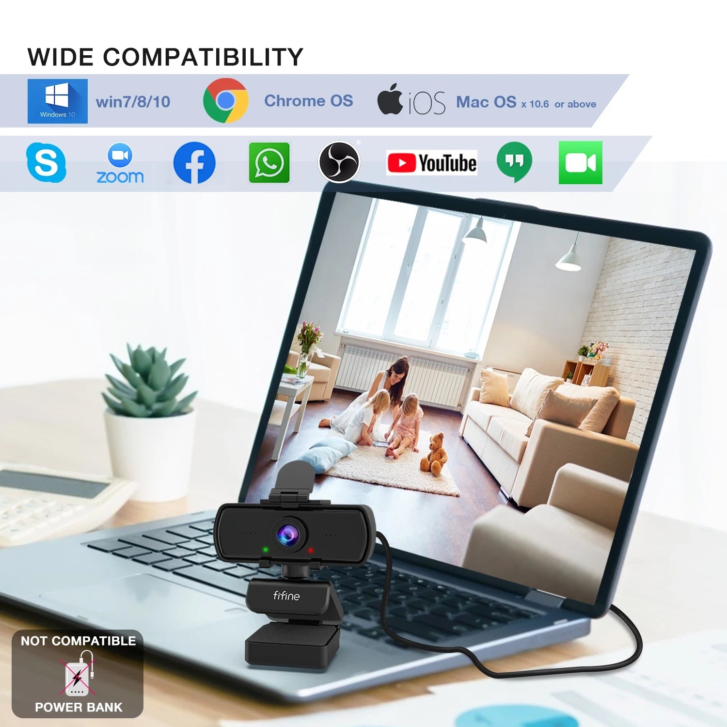 FIFINE 1440p Full HD PC Webcam with Microphone - ZYVEXO