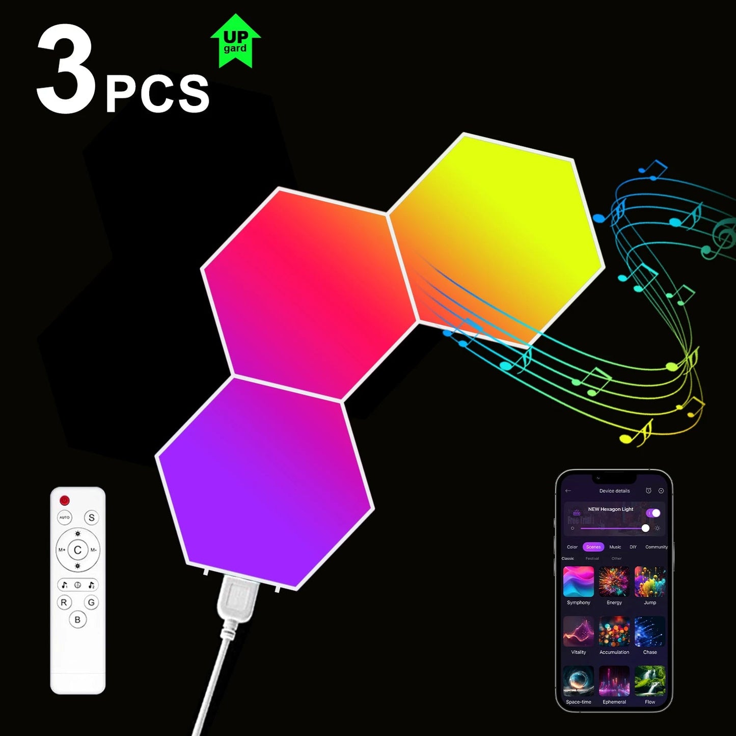 Hexagon Lights RGB - ZYVEXO
