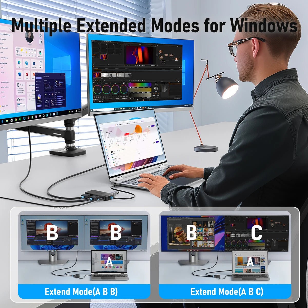 Lemorele TC122 USB C HUB Dual HDMI 4K - ZYVEXO