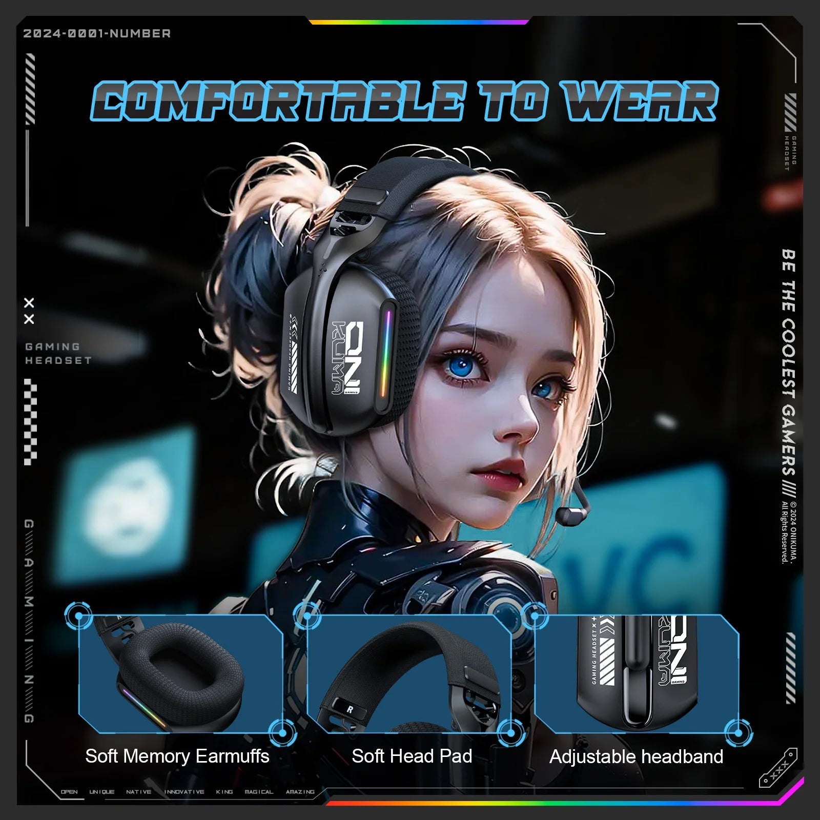 ONIKUMA GT808 Wireless Gaming Headset - ZYVEXO