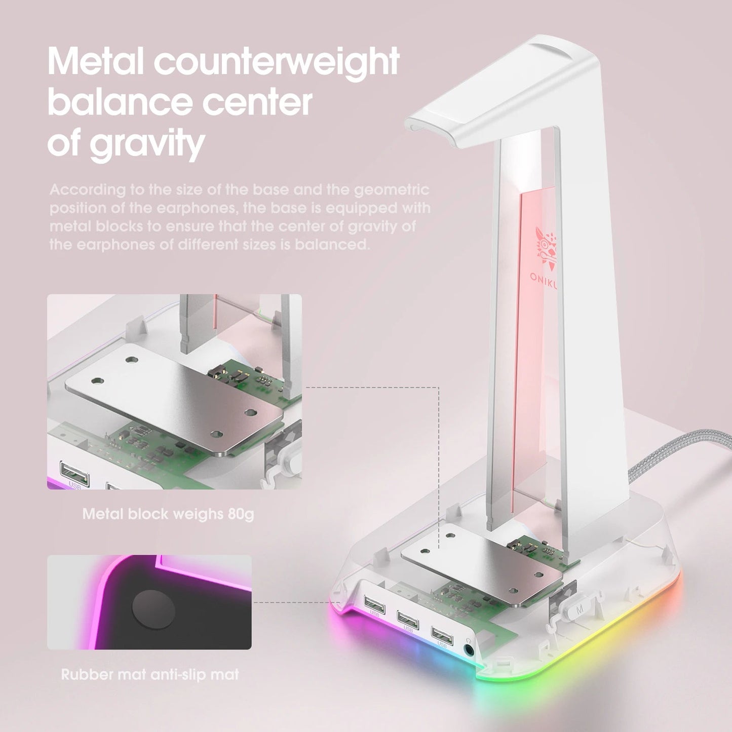 ONIKUMA Headphone Stand With RGB Light - ZYVEXO