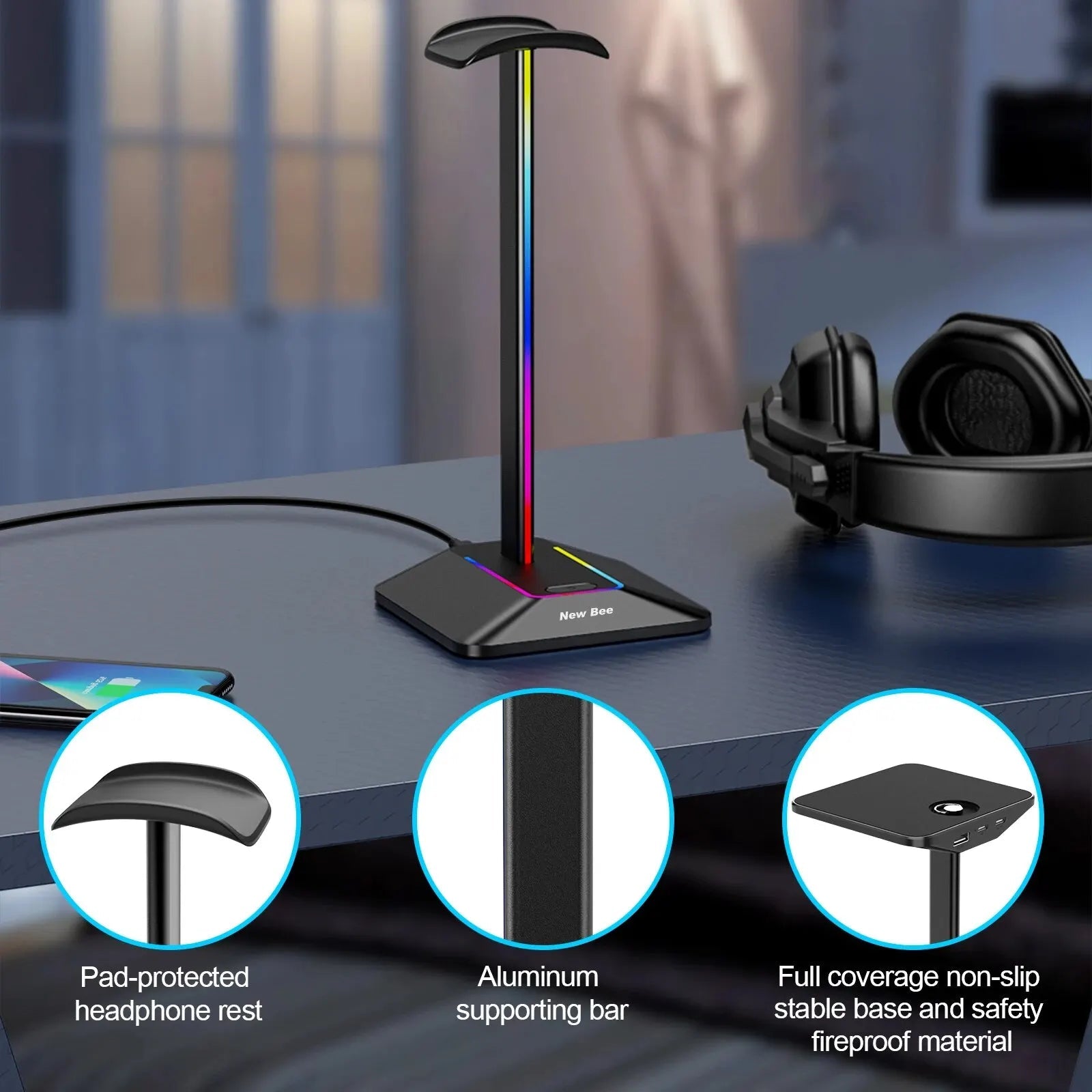 RGB Headphones Stand Holder - ZYVEXO