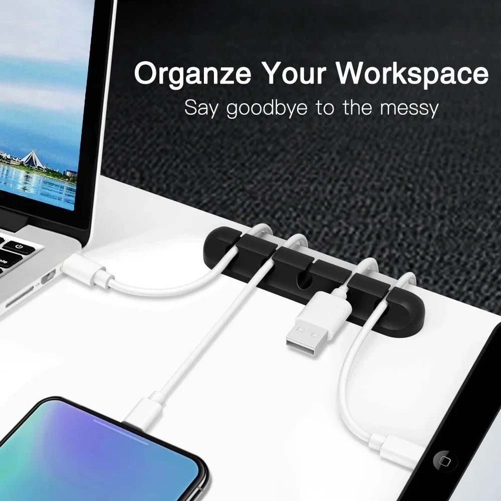 Silicone USB Cable Organizer USB Charging Cable Winder Desktop - ZYVEXO
