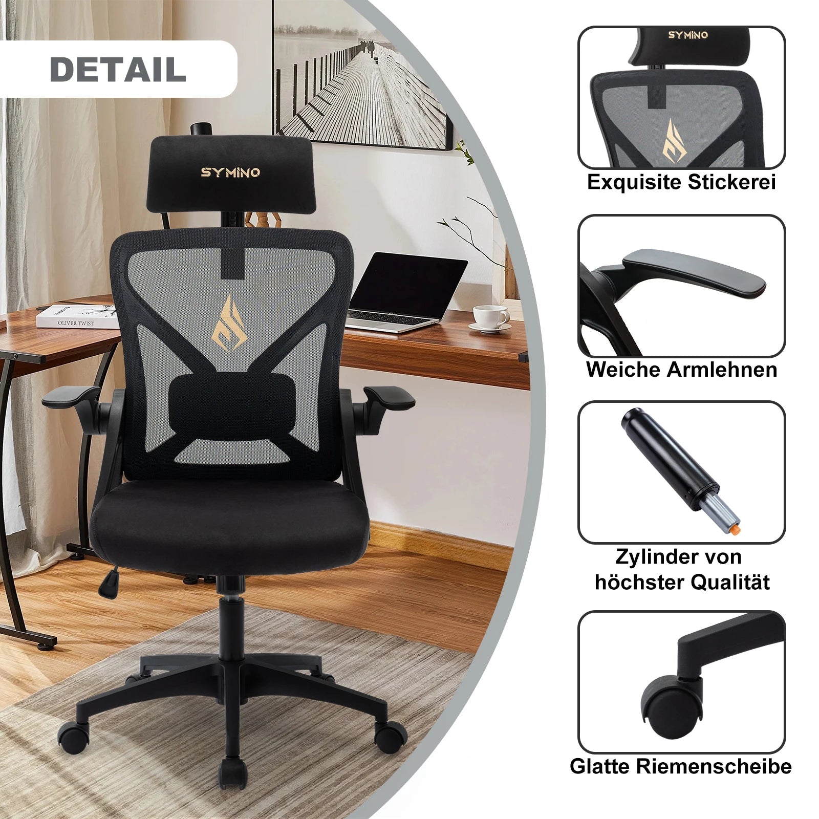 Symino Office Chair With Adjustable Headrest - ZYVEXO