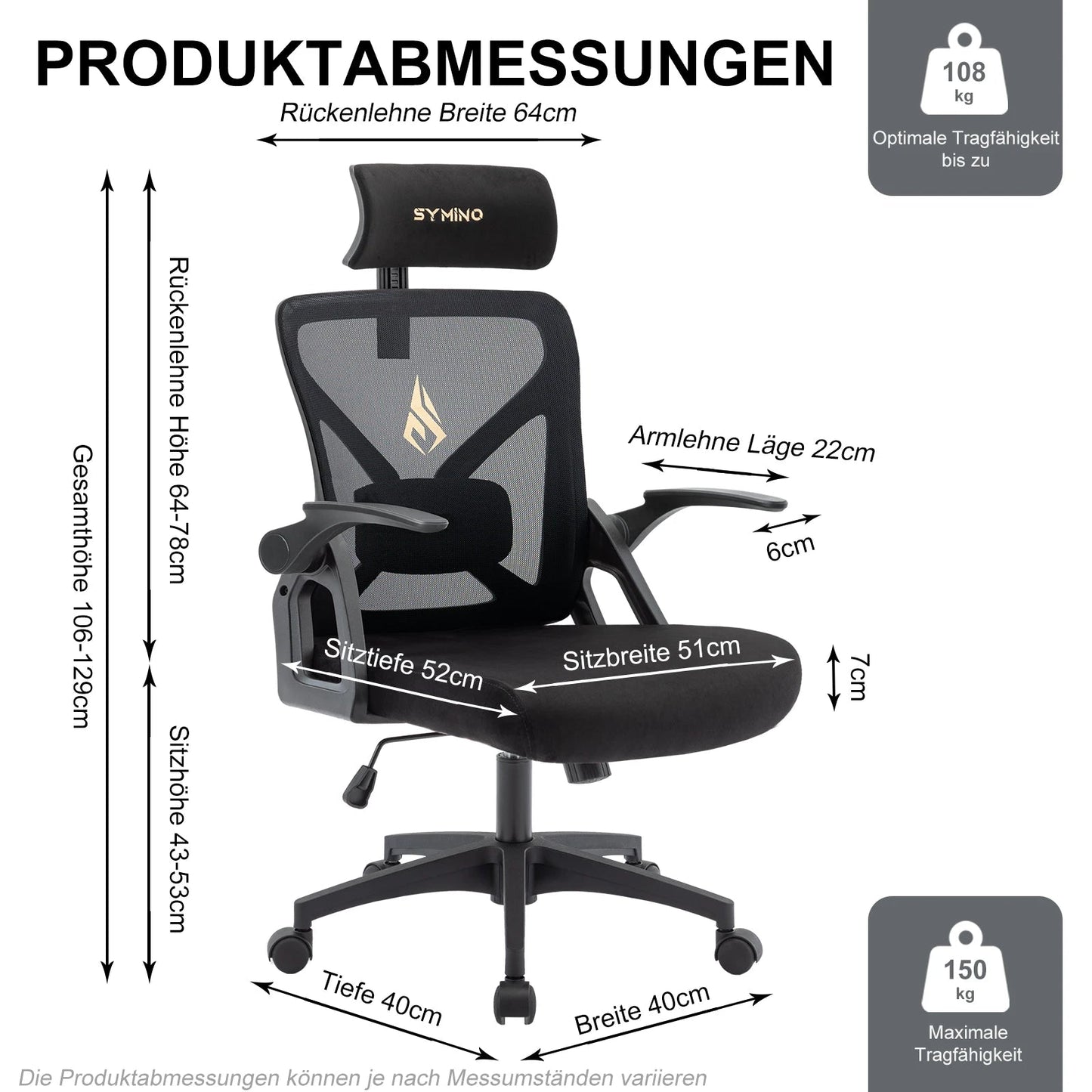 Symino Office Chair With Adjustable Headrest - ZYVEXO