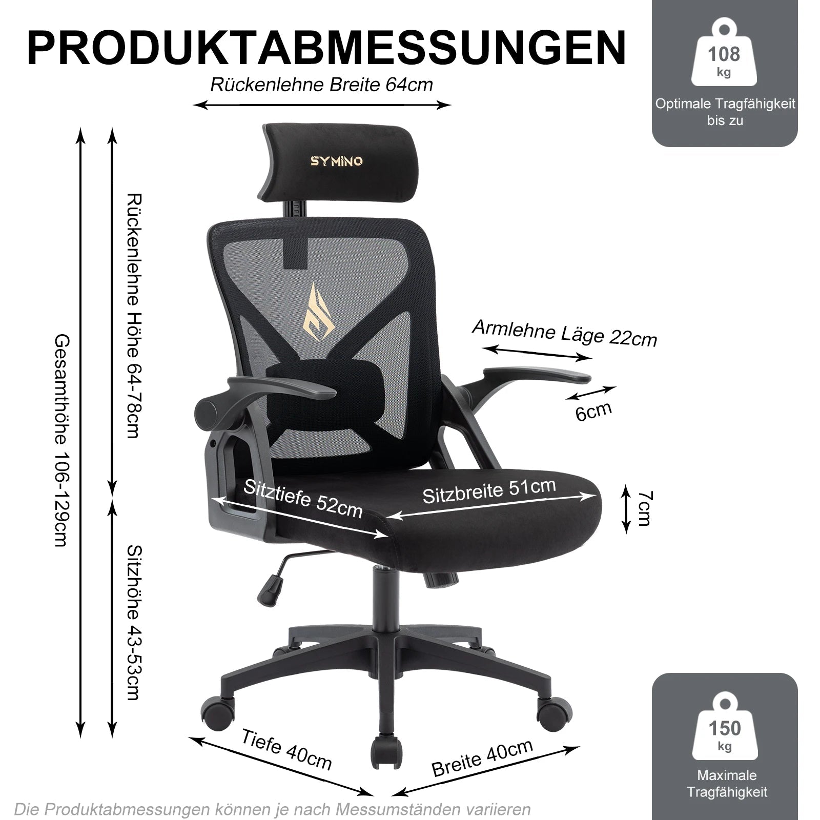 Symino Office Chair With Adjustable Headrest - ZYVEXO