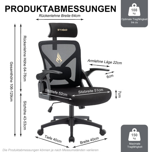 Symino Office Chair With Adjustable Headrest - ZYVEXO