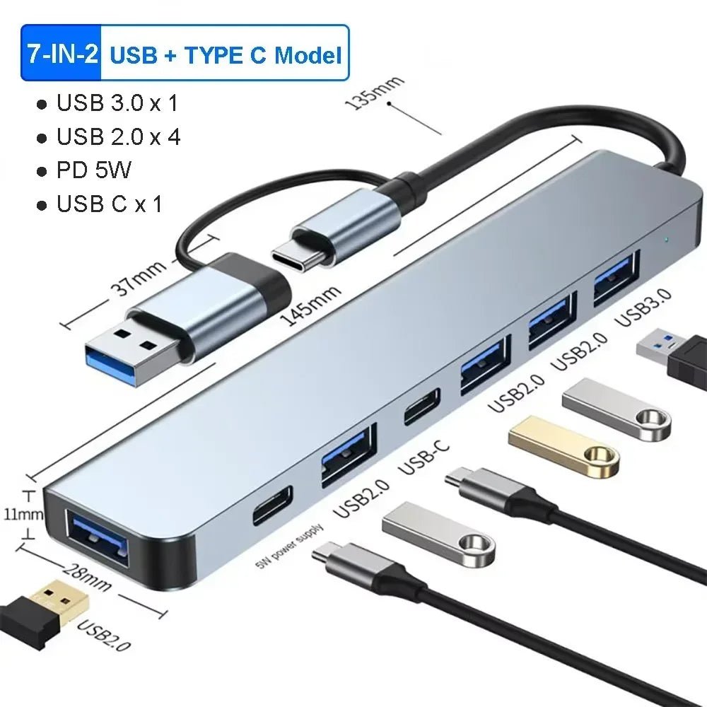 USB C Hub 8In1 7in2 7in1 Type C 3.1 To 4K HDMI Adapter - ZYVEXO