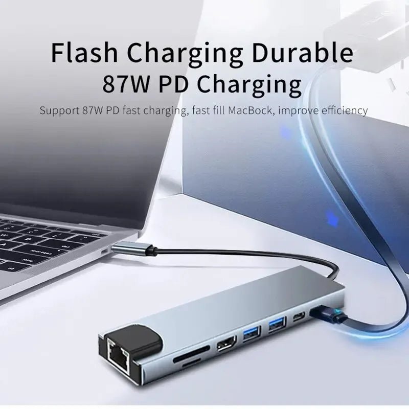 USB C Hub 8In1 7in2 7in1 Type C 3.1 To 4K HDMI Adapter - ZYVEXO