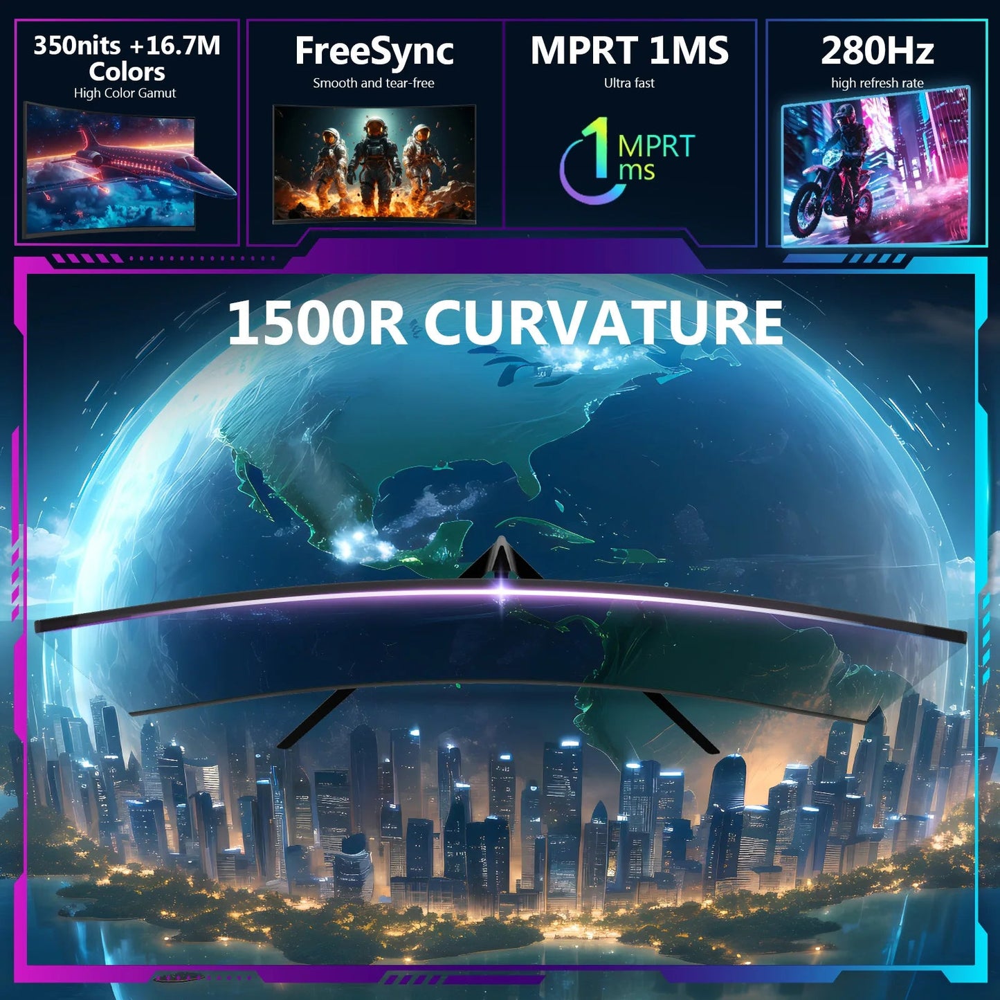 Z-EDGE 27 Inch Curved Gaming Monitor 280Hz - ZYVEXO