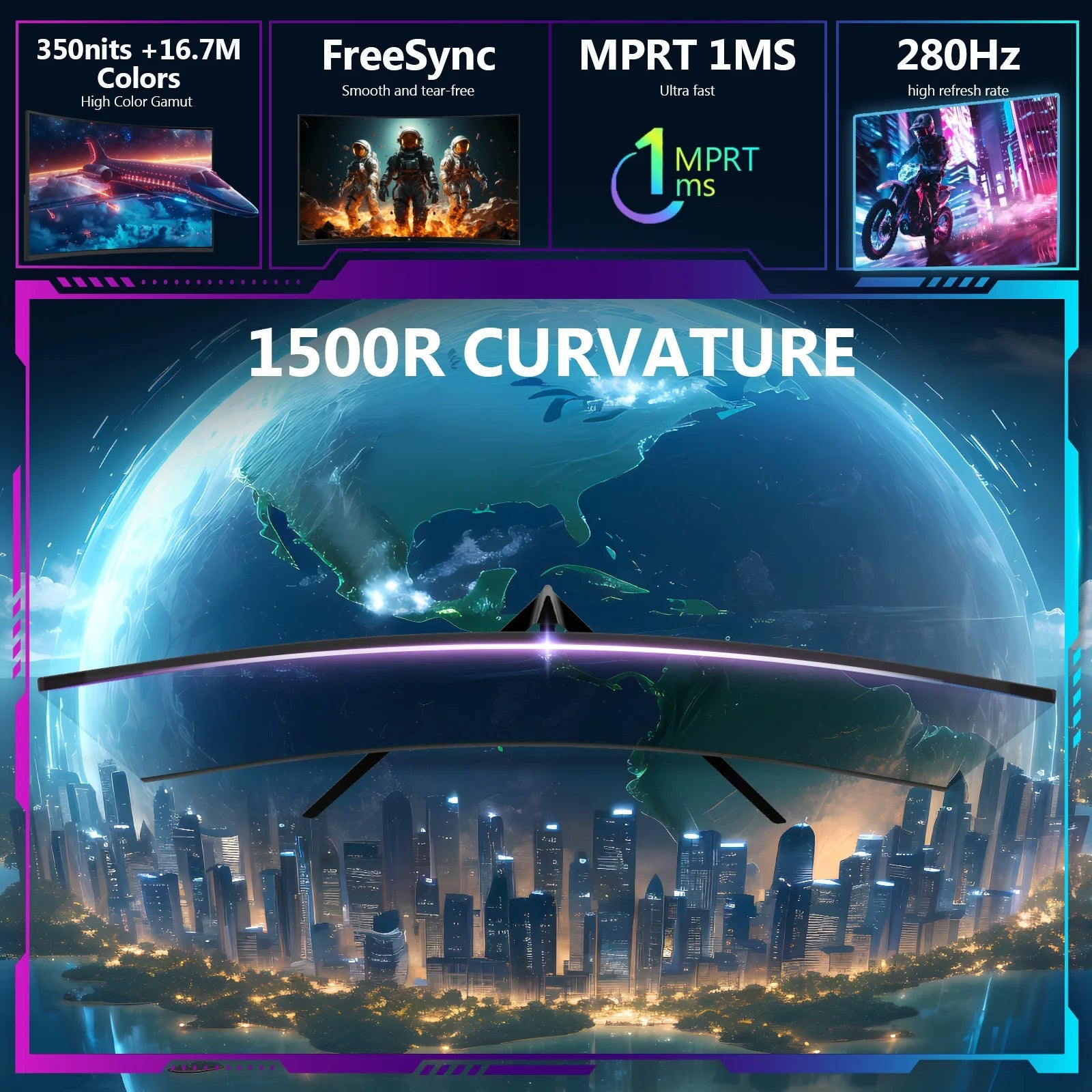 Z-EDGE 27 Inch Curved Gaming Monitor 280Hz - ZYVEXO
