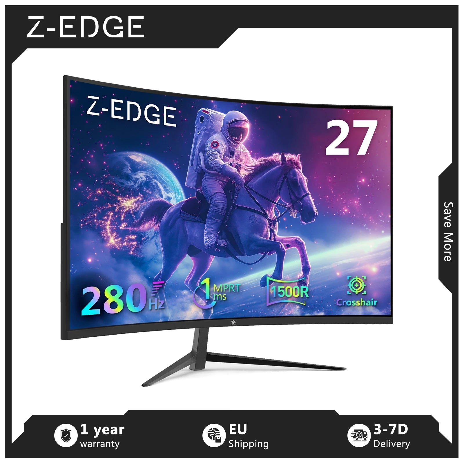 Z-EDGE 27 Inch Curved Gaming Monitor 280Hz - ZYVEXO